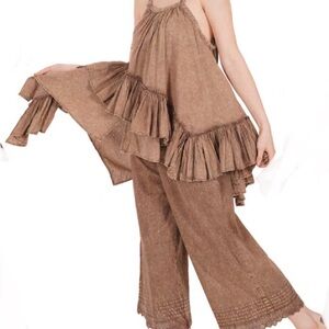 Boho berry brown washed cotton tunic